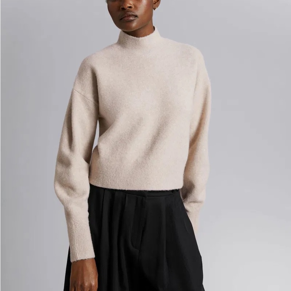 & Other Stories Women Beige Mock Neck Sweater